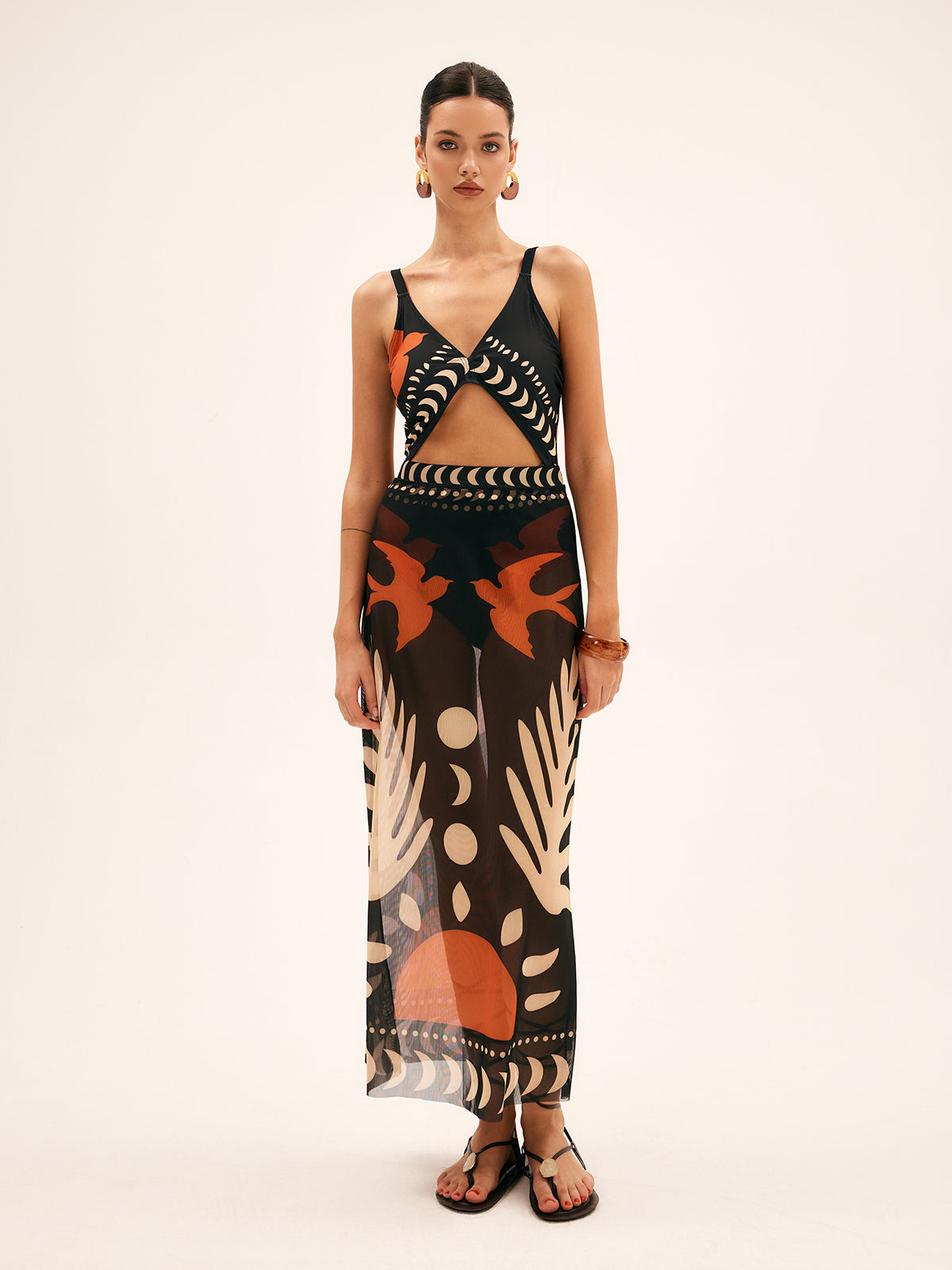 Mesh Maxi Rok Dames met Print - Doorschijnende strand Jurk - Giada Bellamore