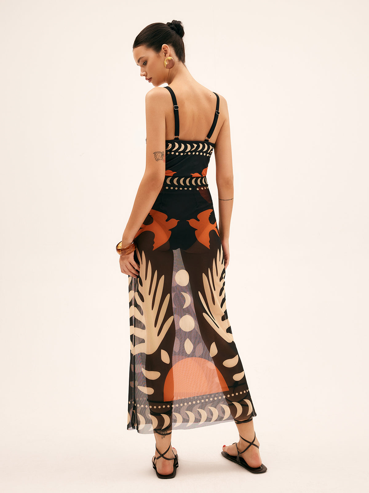 Mesh Maxi Rok Dames met Print - Doorschijnende strand Jurk - Giada Bellamore