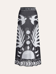 Mesh Maxi Rok Dames met Print - Doorschijnende strand Jurk - Giada Bellamore