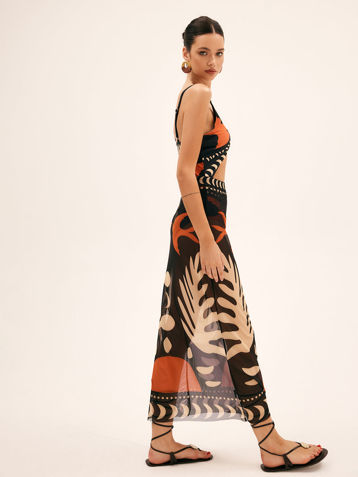 Mesh Maxi Rok Dames met Print - Doorschijnende strand Jurk - Giada Bellamore