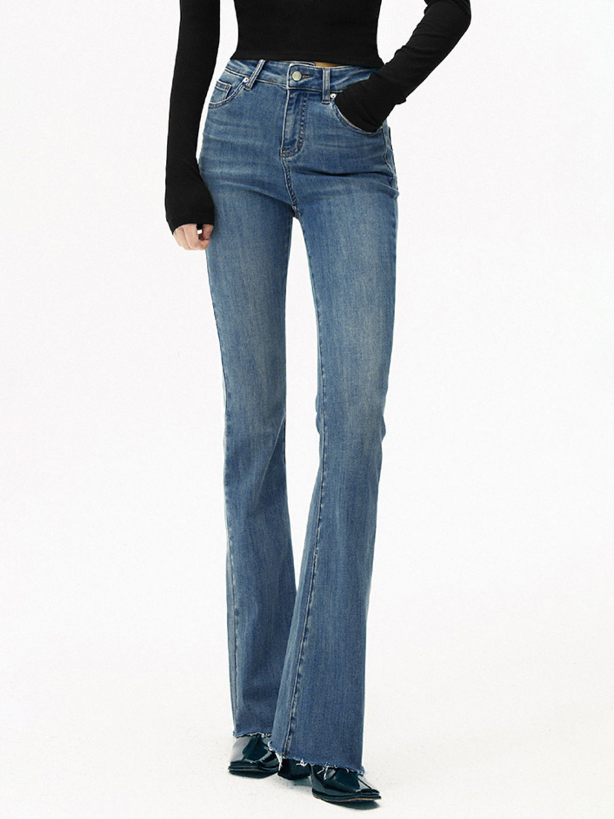 Nikola | High-Waist Bootcut Jeans Dames Slim Fit - Stretch, Slankend en Beenverlengend - Marine Blauw