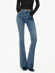 Nikola | High-Waist Bootcut Jeans Dames Slim Fit - Stretch, Slankend en Beenverlengend - Marine Blauw