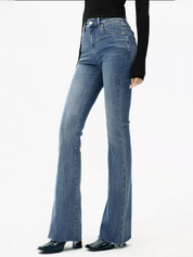 Nikola | High-Waist Bootcut Jeans Dames Slim Fit - Stretch, Slankend en Beenverlengend - Marine Blauw