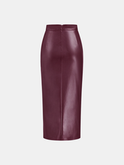 Leren Rok Dames | Midi Rok met Split en Ruches - Isabella Bellucci
