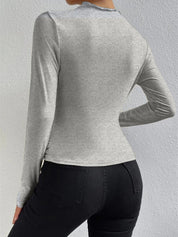 Shirt met Ruches en Lange Mouwen Dames | Aansluitende Jersey Top – Valentina Romano