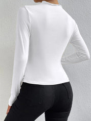Shirt met Ruches en Lange Mouwen Dames | Aansluitende Jersey Top – Valentina Romano