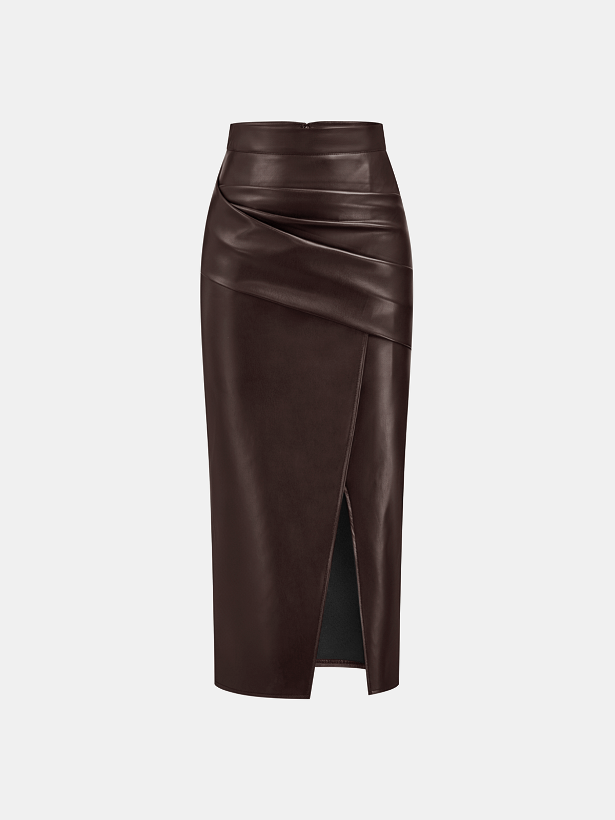 Leren Rok Dames | Midi Rok met Split en Ruches - Isabella Bellucci
