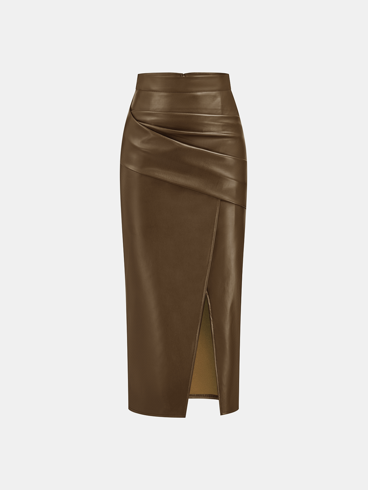 Leren Rok Dames | Midi Rok met Split en Ruches - Isabella Bellucci