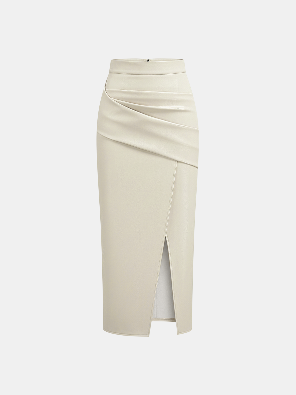 Leren Rok Dames | Midi Rok met Split en Ruches - Isabella Bellucci
