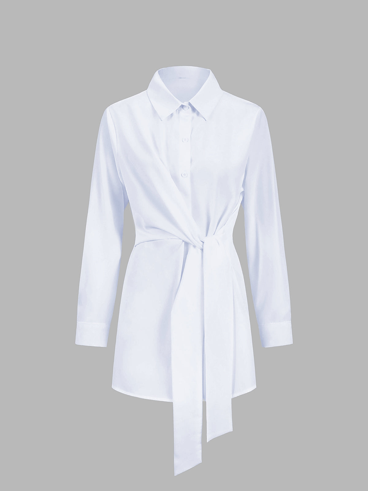 Dames lange blouse met knoopsluiting en strikdetail - Isabella Belluci