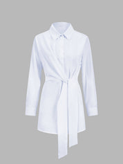 Dames lange blouse met knoopsluiting en strikdetail - Isabella Belluci