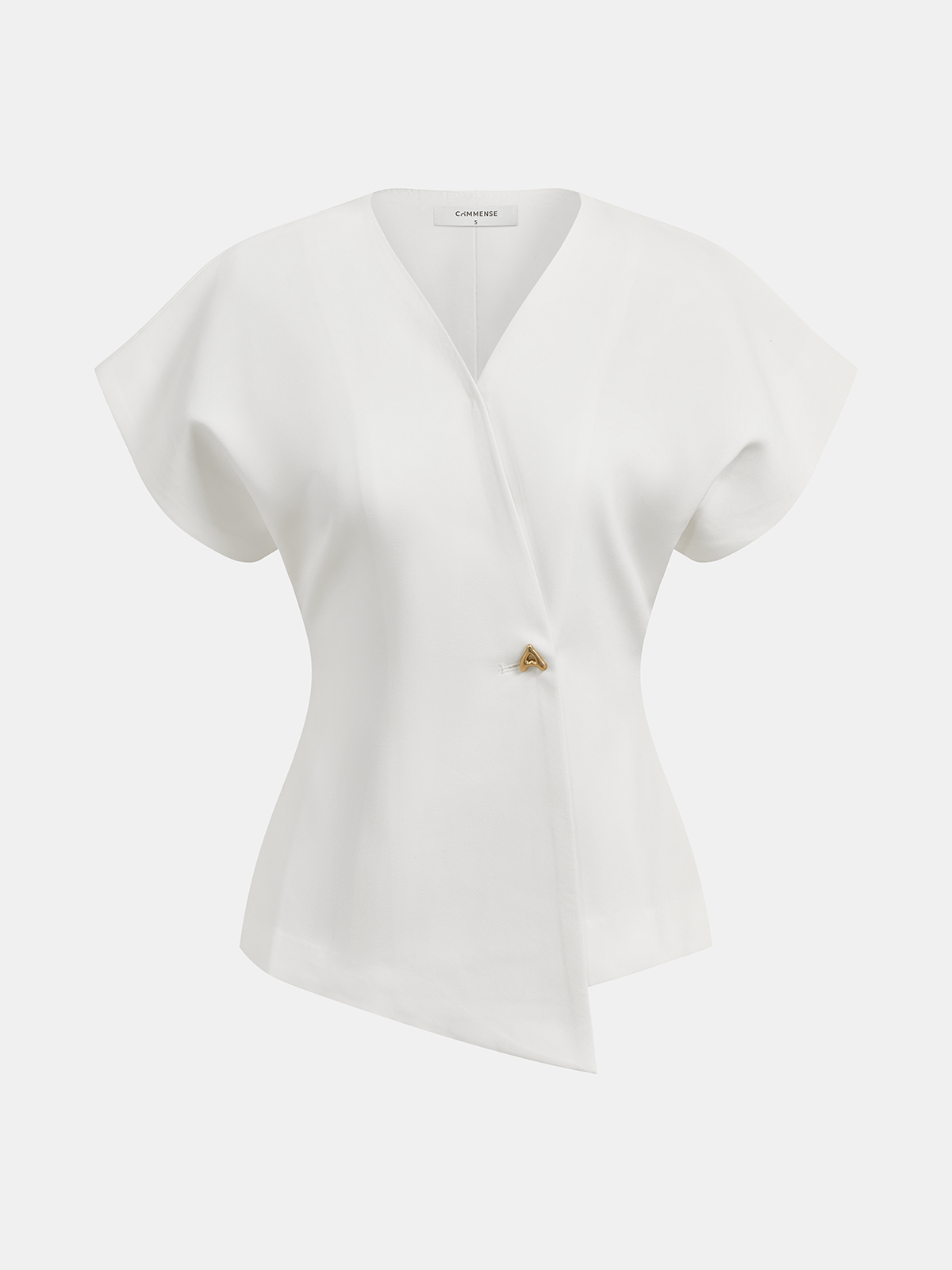 Blouse Dames | Trendy V-Hals Blouse met Knopen en Korte Mouwen - Giulia Bellamore