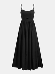Dames katoenen maxi jurk met cut-out en hartvormige hals - Alessia Bellamore
