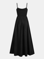 Dames katoenen maxi jurk met cut-out en hartvormige hals - Alessia Bellamore