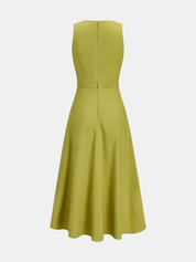 Dames Maxi Jurk Mouwloos Katoen Linnen Cutout Detail - Groen - Maelen