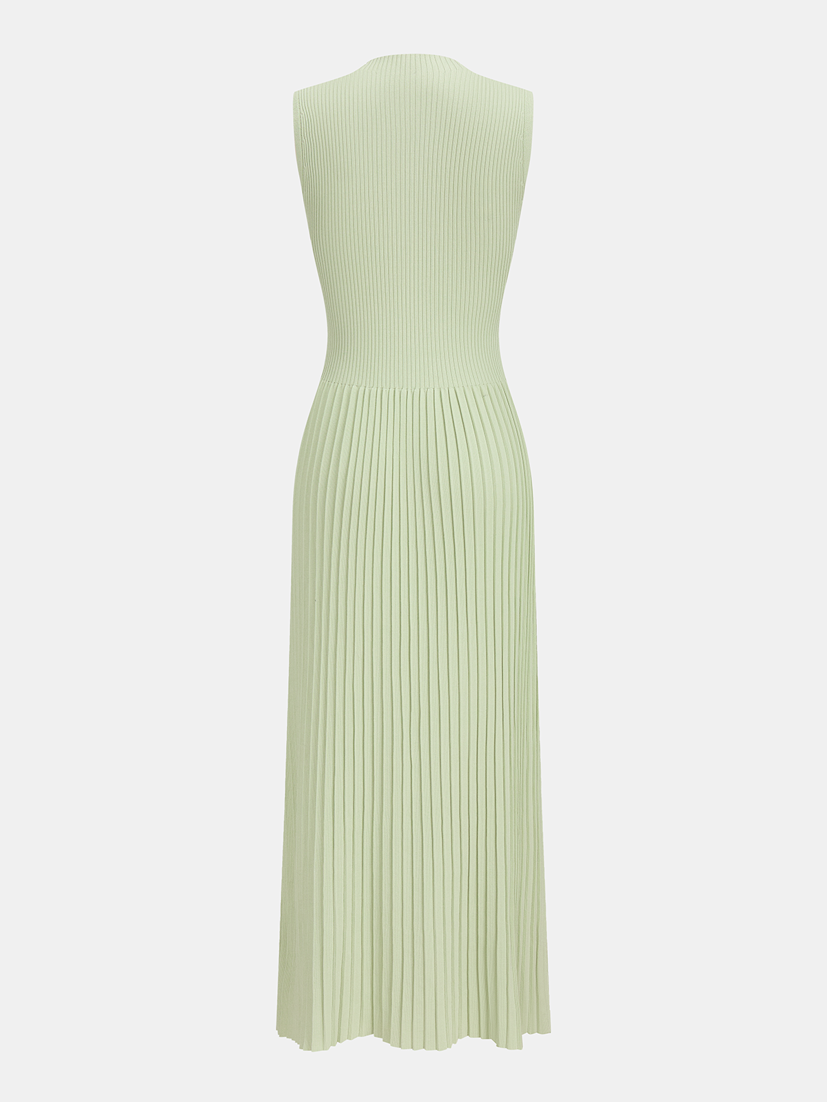 Dames Geribbelde Gebreide Maxi Jurk Mock Neck Aansluitend - Lichtgroen - Maelen