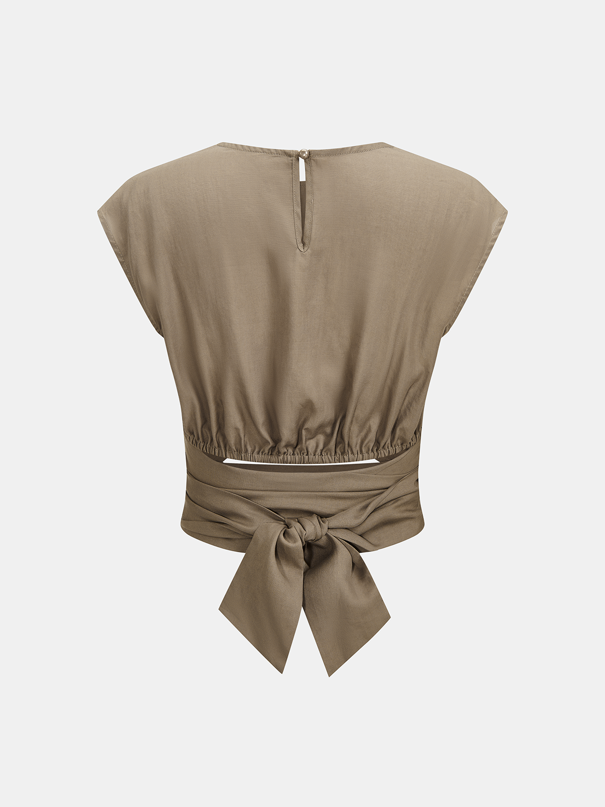 Dames Crop Top Lyocell Twisted Voorzijde Cutout - Khaki - Maelen