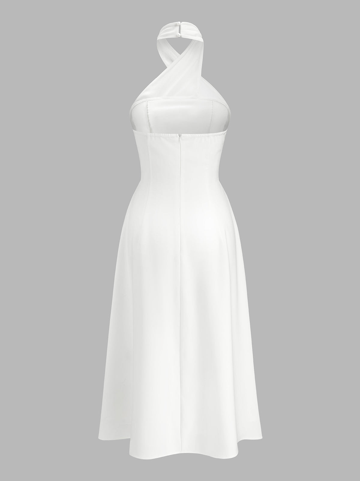 Dames Maxi Jurk Halter Gekruiste Voorzijde Aansluitend - Wit - Maelen