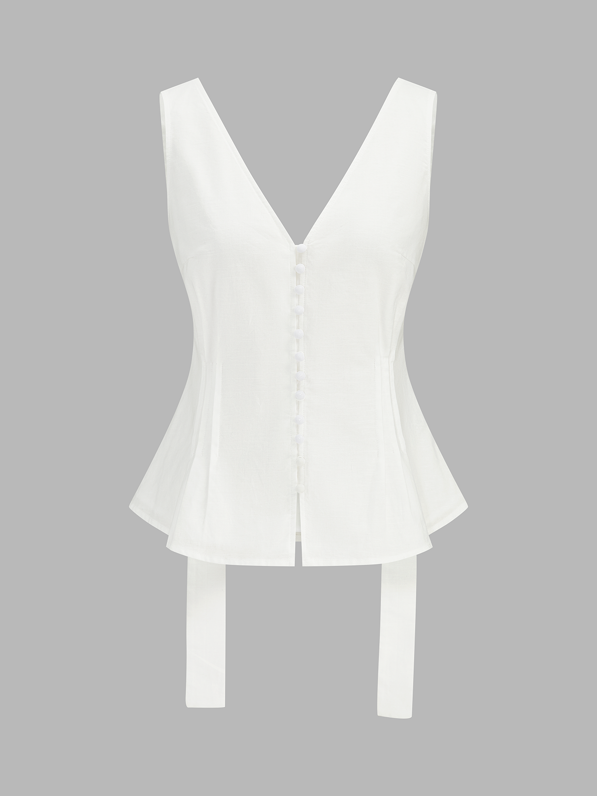 Dames Tweedelig Setje Peplum Top en Geplooide Shorts Katoen Linnen - Gebroken Wit - Maelen