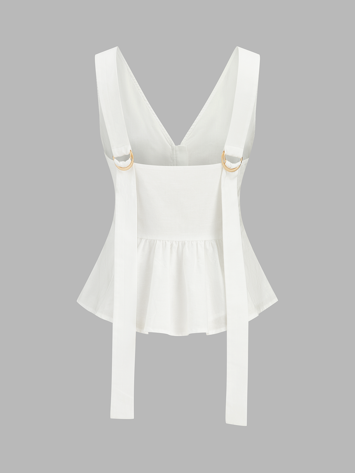 Dames Tweedelig Setje Peplum Top en Geplooide Shorts Katoen Linnen - Gebroken Wit - Maelen