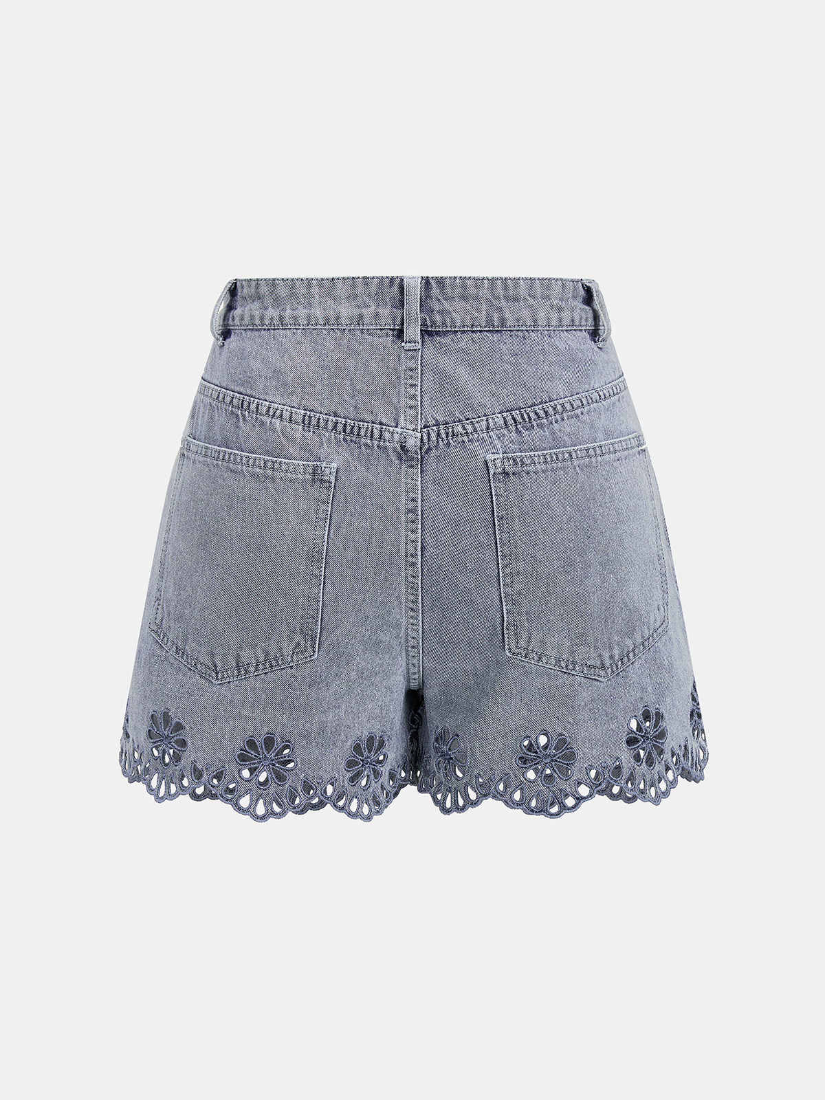 Dames Tweedelig Denim Setje Geborduurd Mouwloze Top en Shorts - Lichtblauw - Maelen