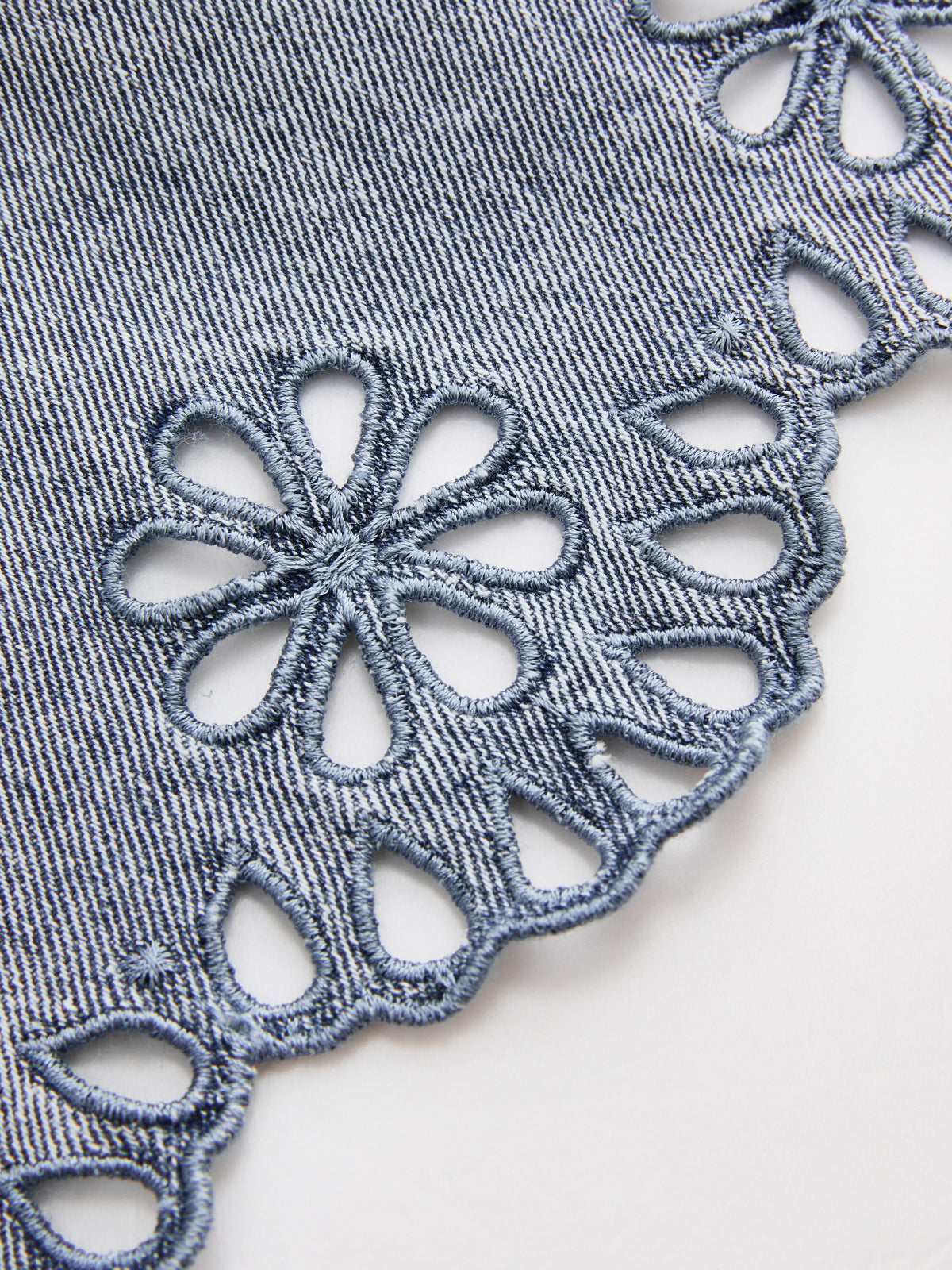 Dames Tweedelig Denim Setje Geborduurd Mouwloze Top en Shorts - Lichtblauw - Maelen