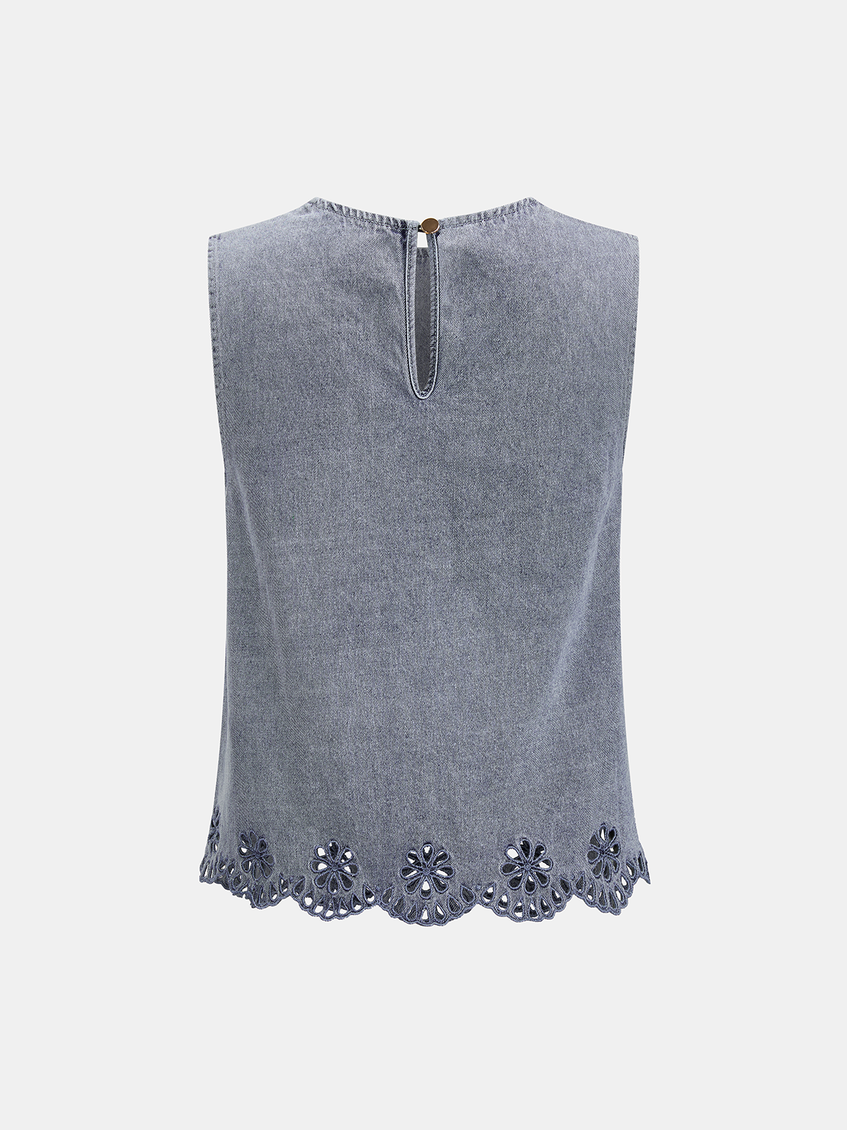 Dames Tweedelig Denim Setje Geborduurd Mouwloze Top en Shorts - Lichtblauw - Maelen