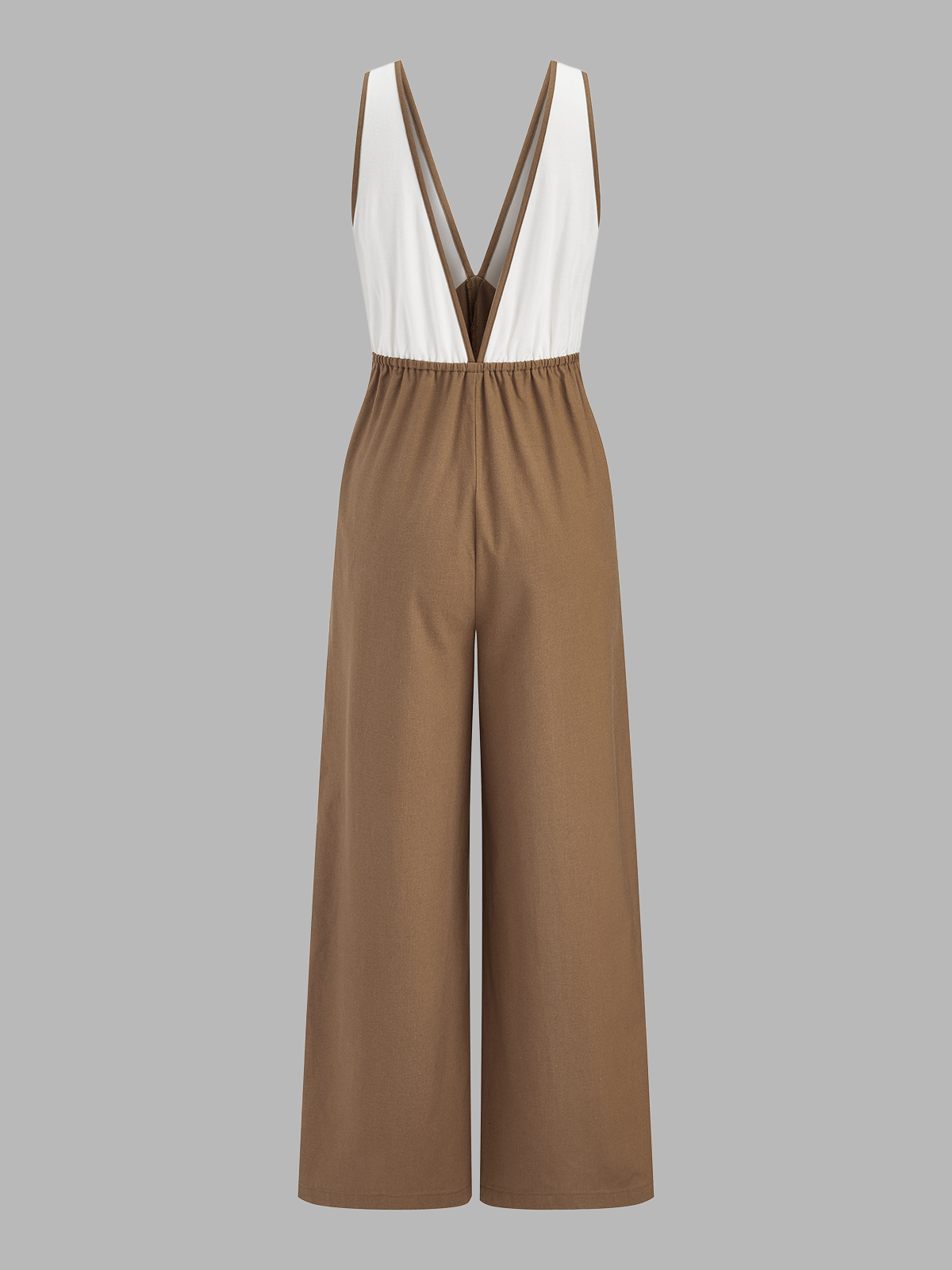 Dames Jumpsuit Wide Leg Colorblock Katoen Linnen Blend - Khaki / Beige / Wit - Maelen