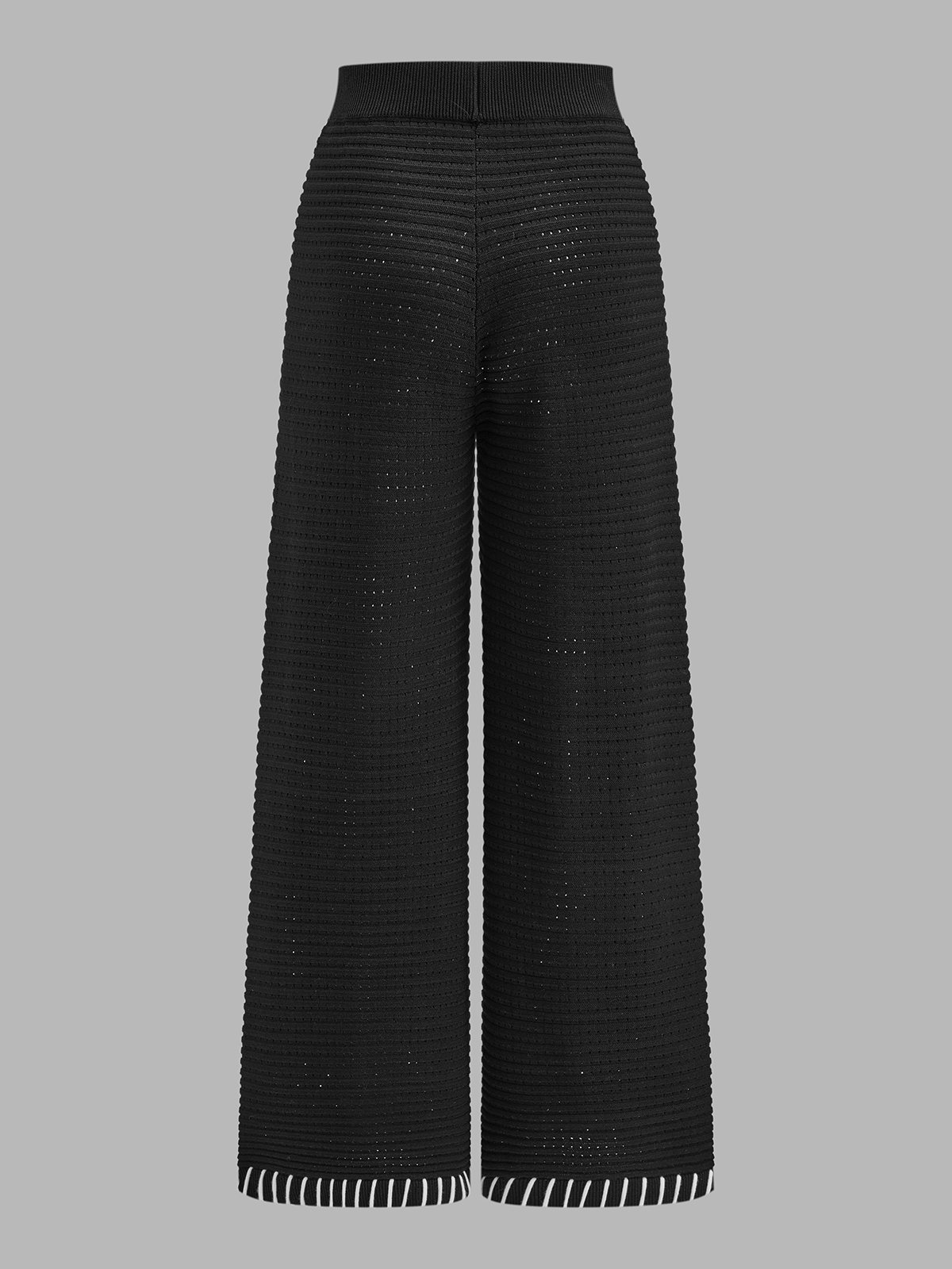Dames Tweedelig Gebreid Setje Contraststiksels Mouwloze Top en Broek - Zwart - Maelen
