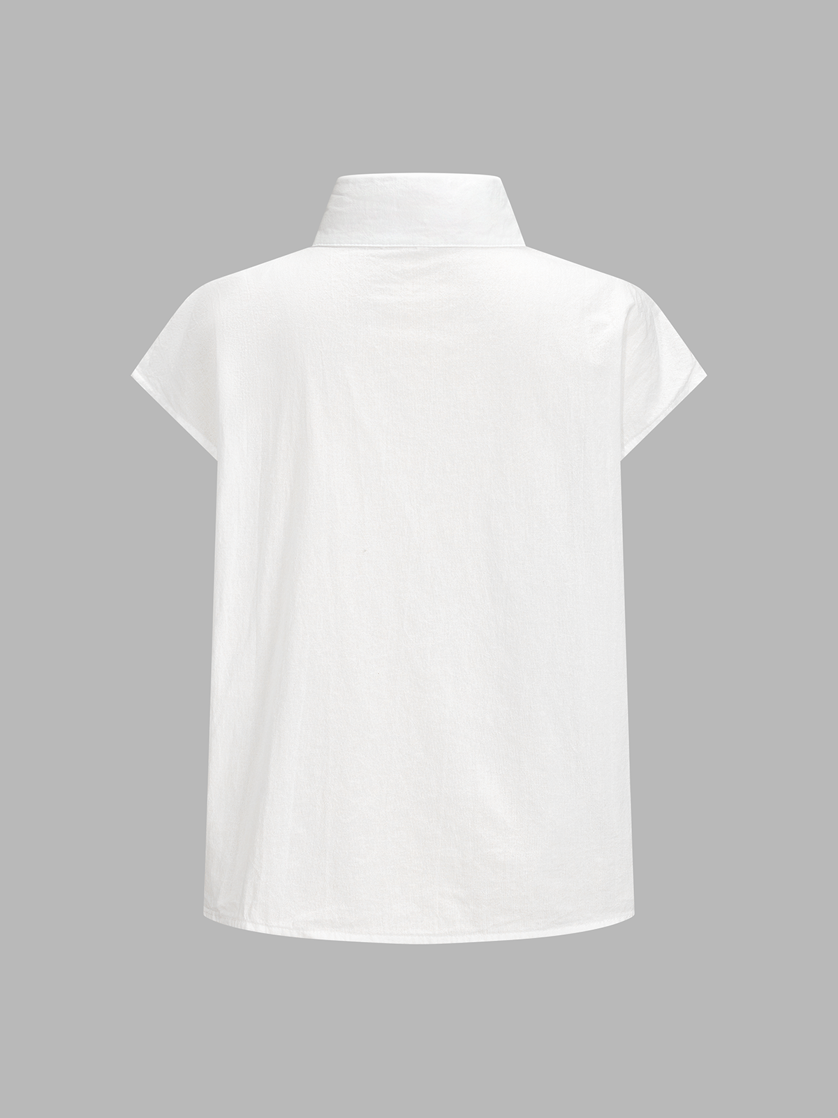 Dames Blouse Staande Kraag Korte Mouwtjes Knoopsluiting - Wit - Maelen