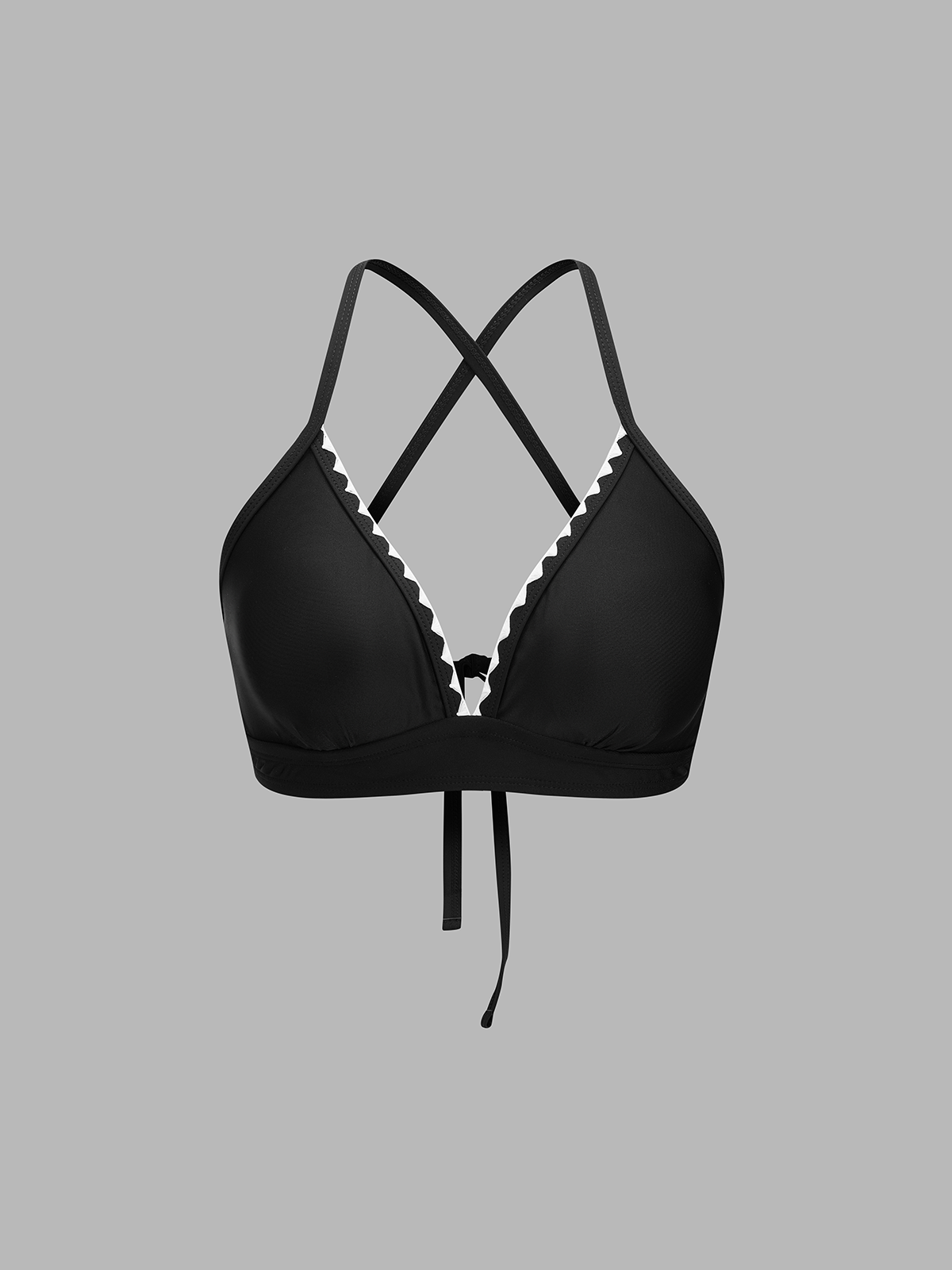 Dames Tweedelig Bikini Halter Schelpenrand Contrast - Zwart - Maelen