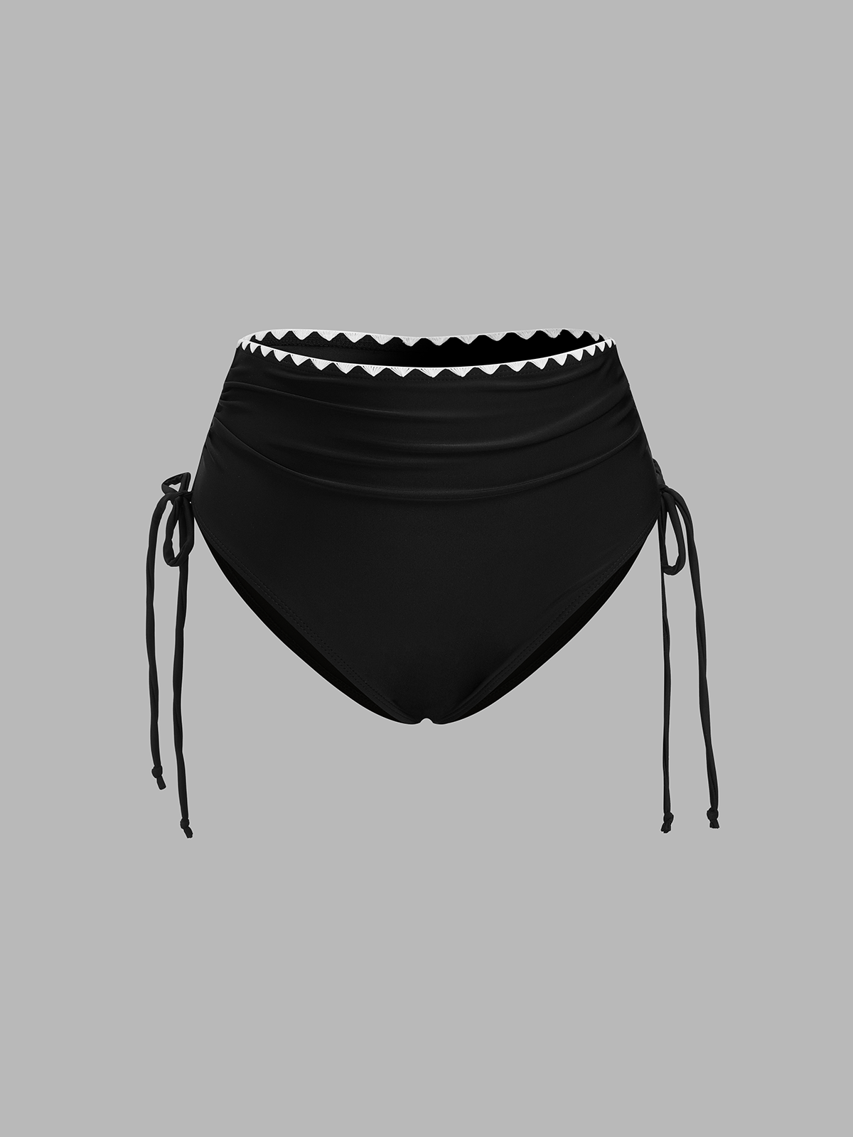 Dames Tweedelig Bikini Halter Schelpenrand Contrast - Zwart - Maelen