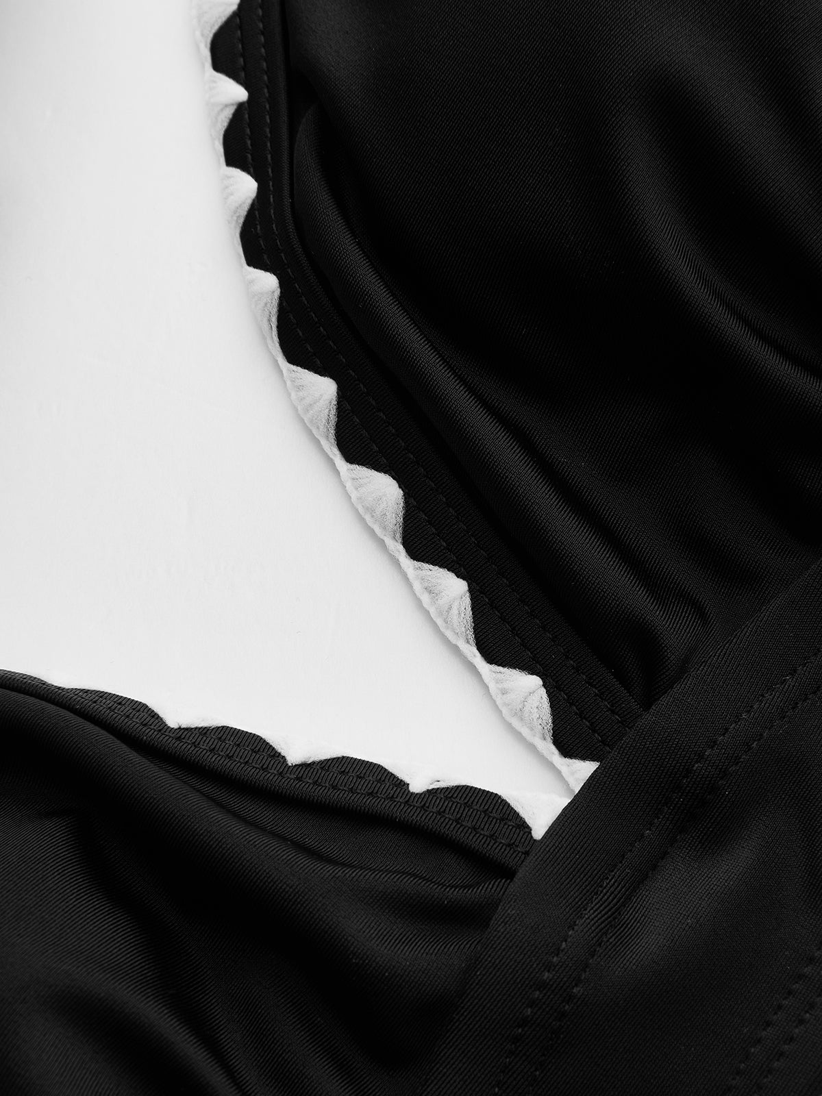 Dames Tweedelig Bikini Halter Schelpenrand Contrast - Zwart - Maelen