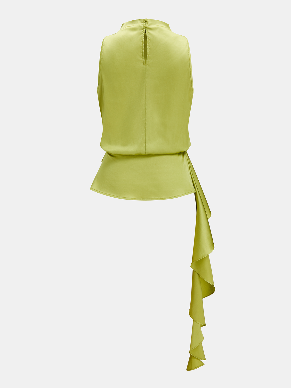 Dames Satijnen Blouse Mouwloos Cowl Neck Peplum - Groen - Maelen
