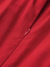 Dames Maxi Jurk Halter Katoen Linnen Split - Rood - Maelen