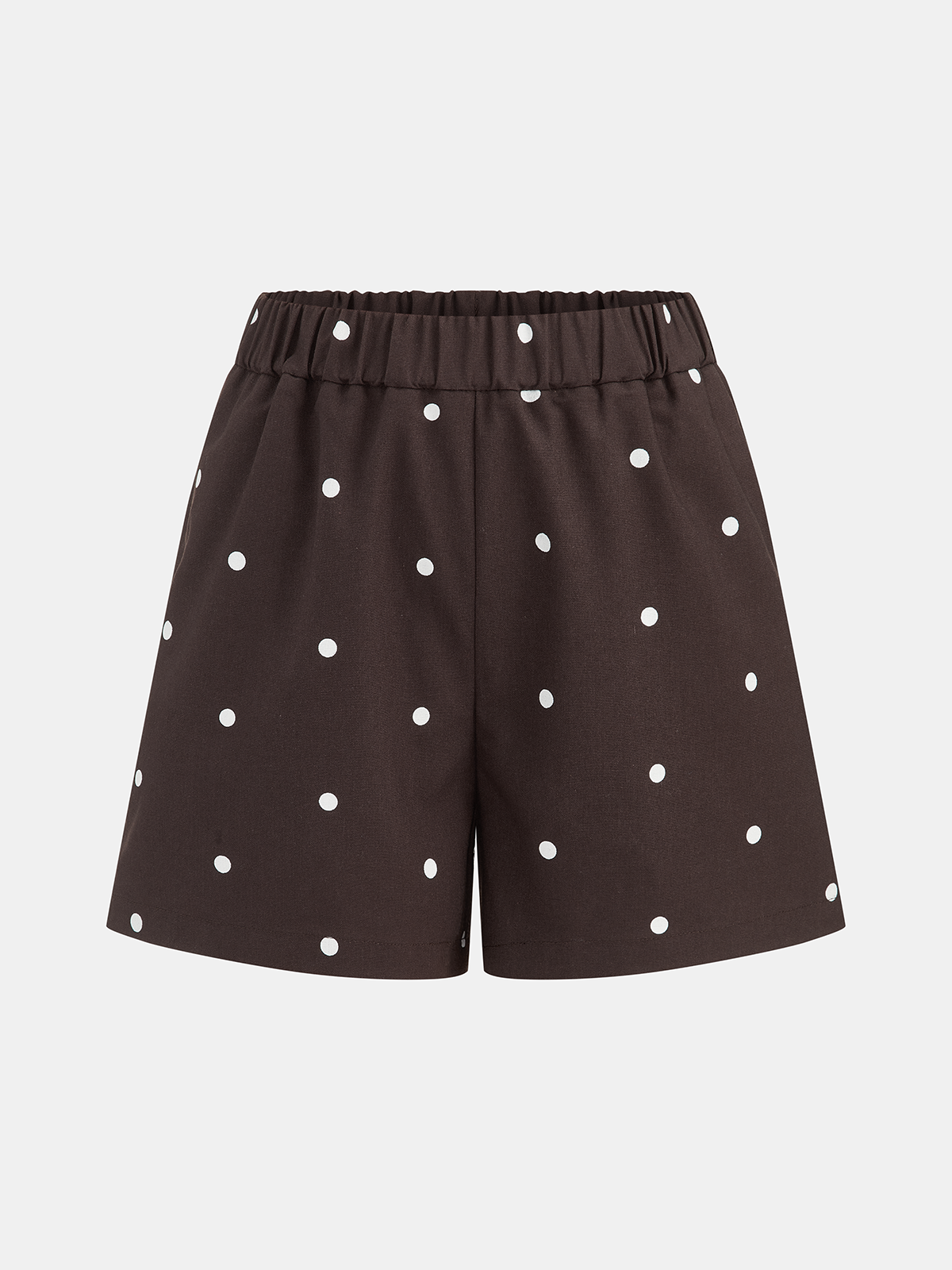 Dames Tweedelig Setje Peplum Cami Top en Shorts Polkadot Linnen Blend - Bruin - Maelen