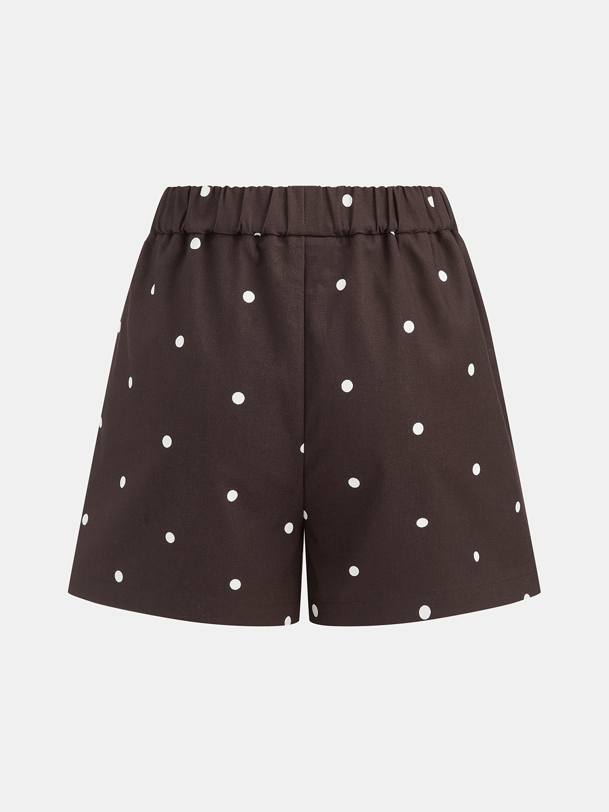 Dames Tweedelig Setje Peplum Cami Top en Shorts Polkadot Linnen Blend - Bruin - Maelen