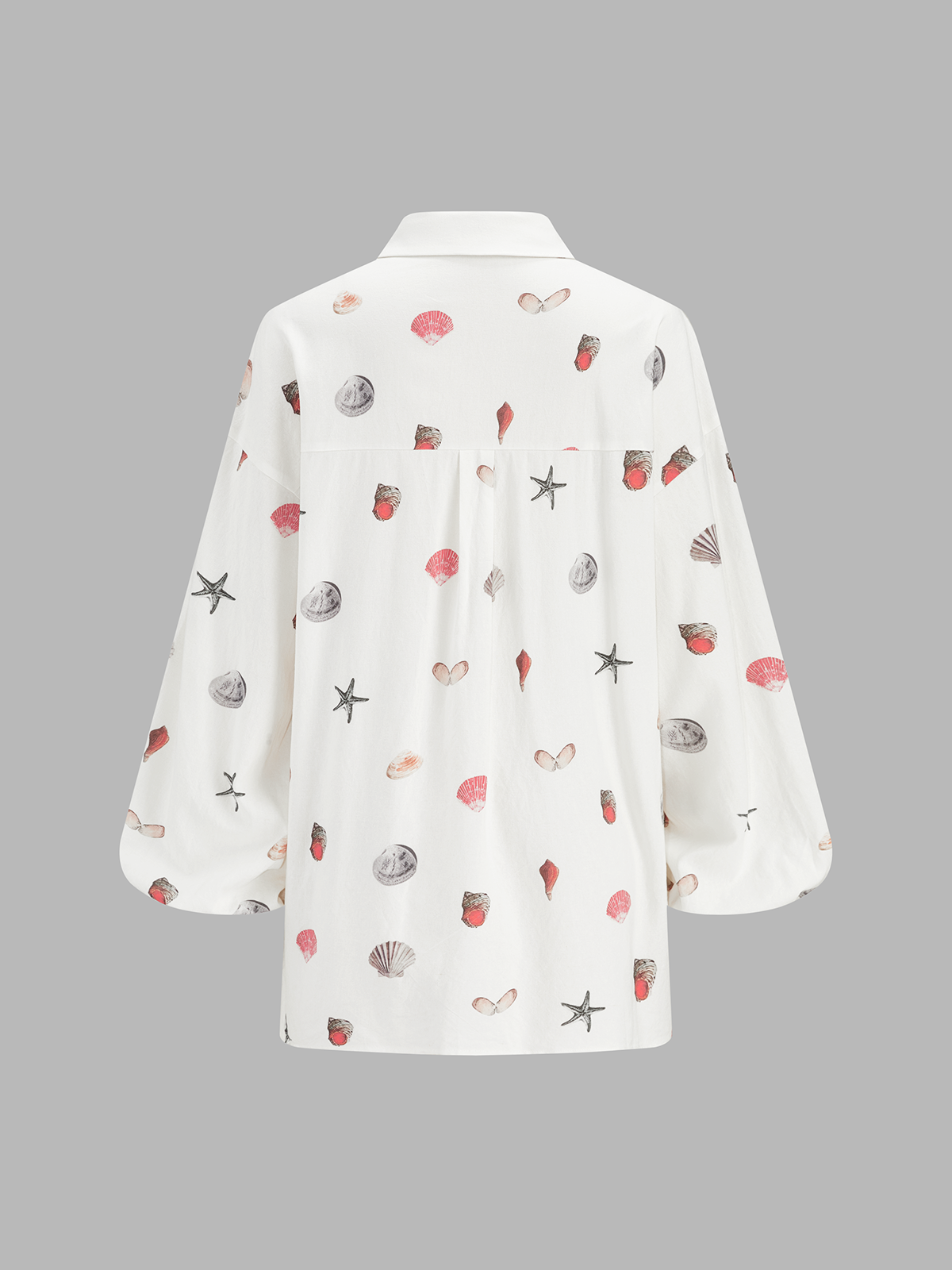Dames Tweedelig Setje Overhemd en Shorts Linnen Blend Schelpenprint - Wit / Multicolor - Maelen