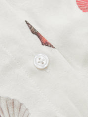 Dames Tweedelig Setje Overhemd en Shorts Linnen Blend Schelpenprint - Wit / Multicolor - Maelen