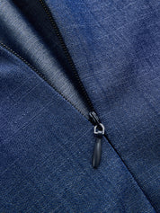Dames Midi Jurk Mouwloos Asymmetrische Zoom Aansluitend - Blauw - Maelen
