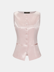 Dames Tweedelig Satijnen Setje Mouwloze Top en Shorts - Roze - Maelen