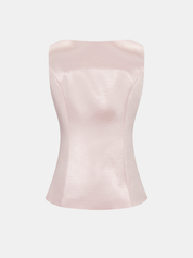 Dames Tweedelig Satijnen Setje Mouwloze Top en Shorts - Roze - Maelen