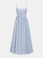Dames Cami Maxi Jurk Gestreept Katoen Blend Cutout Detail - Blauw - Maelen