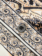 Dames Midi Jurk Lange Mouwen Paisley Print Ceintuur - Abrikoos - Maelen