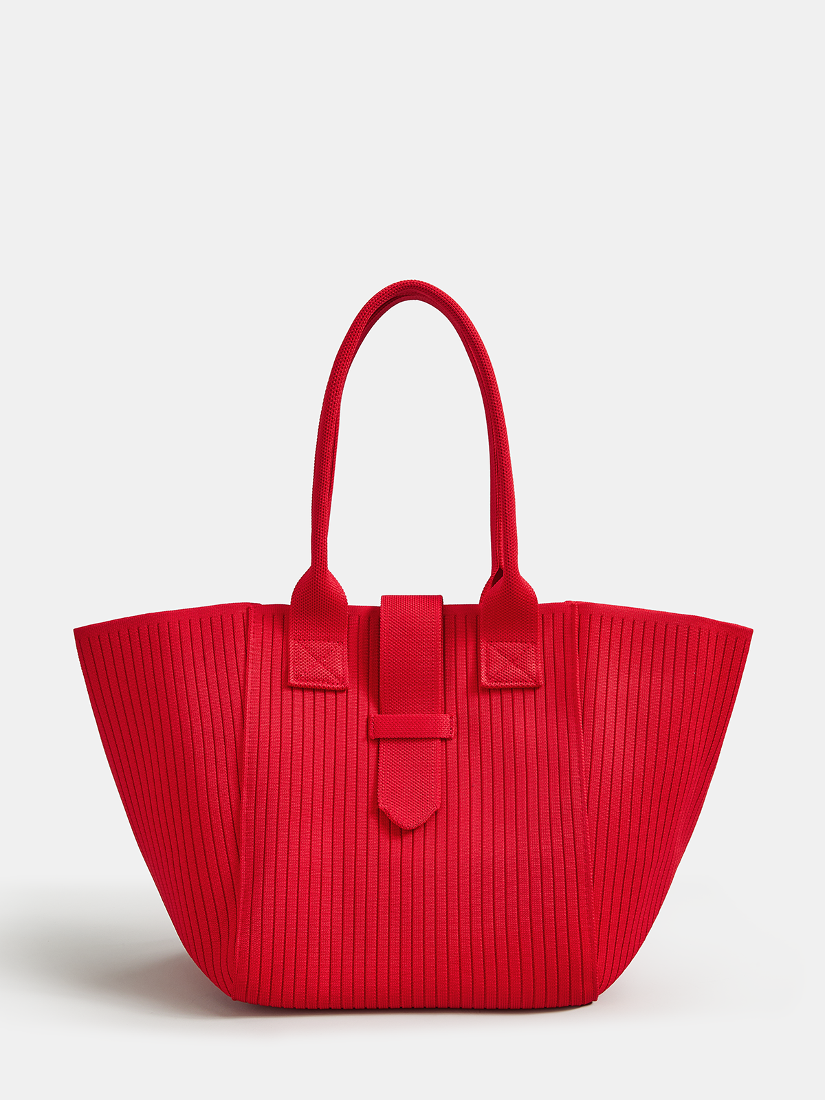 Dames Tote Bag Geribbeld Gebreid Groot Casual - Rood - Maelen