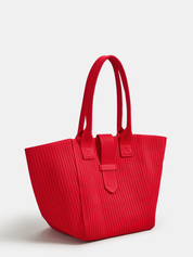Dames Tote Bag Geribbeld Gebreid Groot Casual - Rood - Maelen