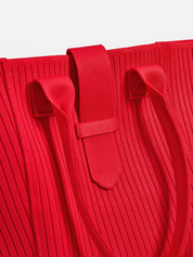Dames Tote Bag Geribbeld Gebreid Groot Casual - Rood - Maelen
