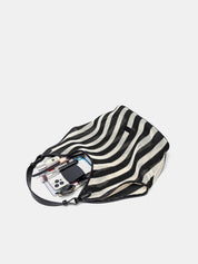Dames Hobo Schoudertas Geweven Mesh Gestreept - Zwart / Wit - Maelen
