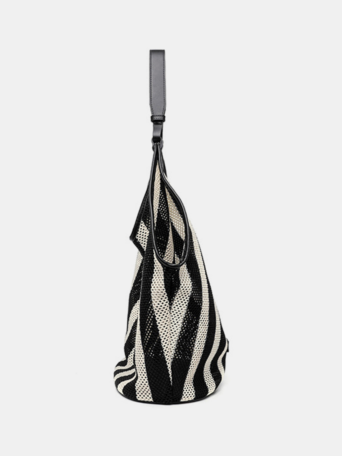 Dames Hobo Schoudertas Geweven Mesh Gestreept - Zwart / Wit - Maelen