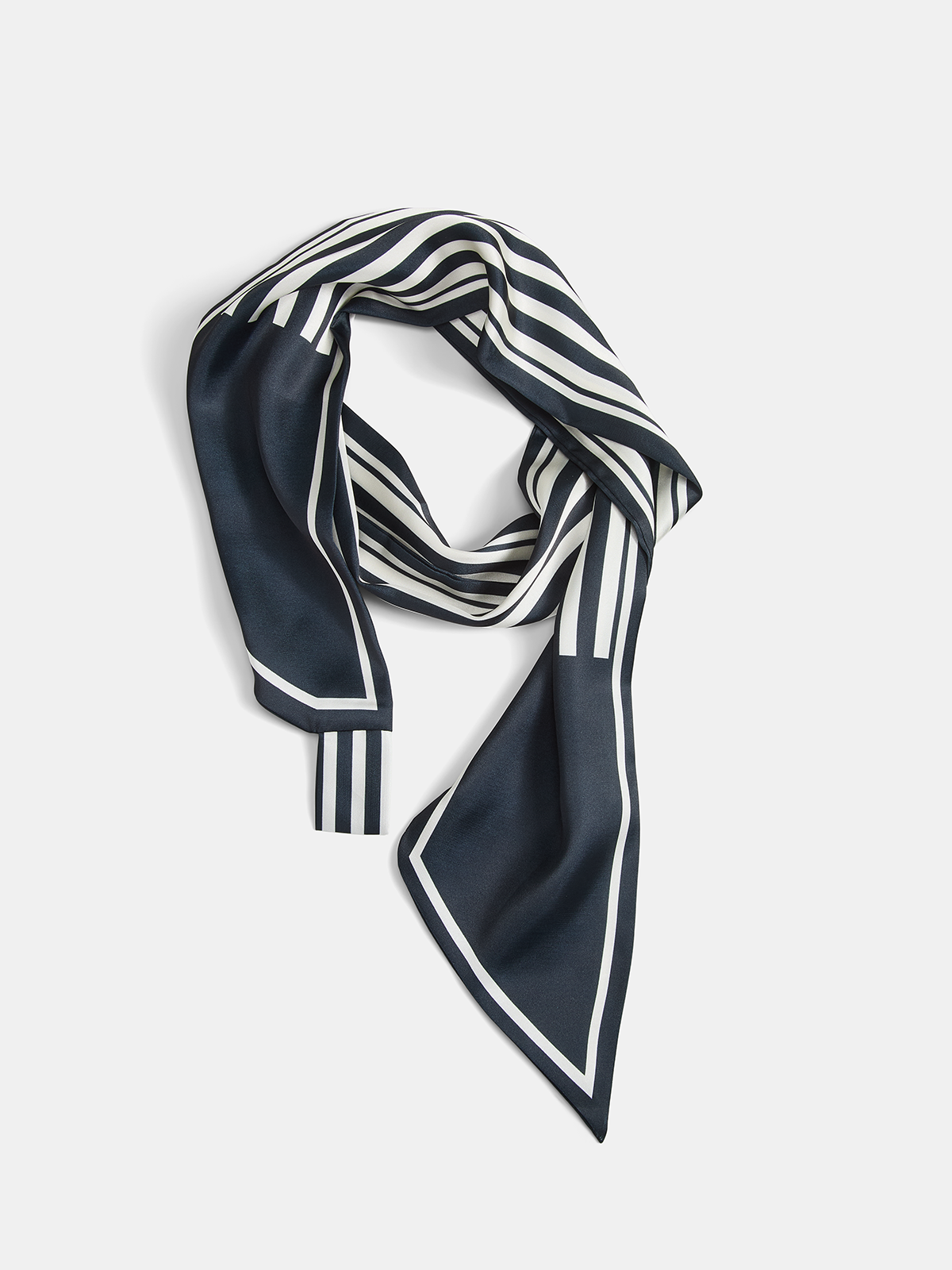Dames Smalle Sjaal Gestreept Satijnlook Strik - Zwart / Wit - Maelen